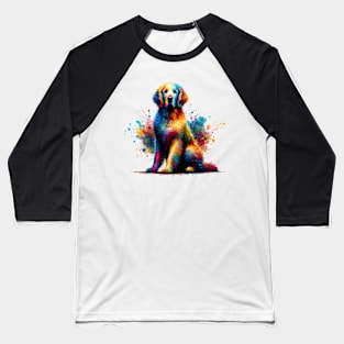 Curly-Coated Retriever in Colorful Splash Artwork Baseball T-Shirt